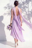 Green Floral Mermaid V Neck Bridesmaid Dress with Scarf