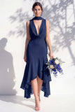 Green Floral Mermaid V Neck Bridesmaid Dress with Scarf