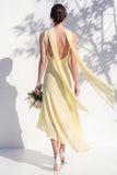 Green Floral Mermaid V Neck Bridesmaid Dress with Scarf