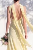 Green Floral Mermaid V Neck Bridesmaid Dress with Scarf