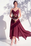 Green Floral A Line Cowl Neck Bridesmaid Dress