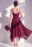 Green Floral A Line Cowl Neck Bridesmaid Dress
