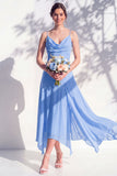 Green Floral A Line Cowl Neck Bridesmaid Dress
