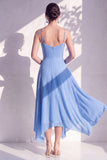 Green Floral A Line Cowl Neck Bridesmaid Dress
