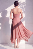 Green Floral A Line Cowl Neck Bridesmaid Dress