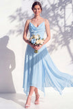 Green Floral A Line Cowl Neck Bridesmaid Dress