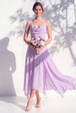Green Floral A Line Cowl Neck Bridesmaid Dress