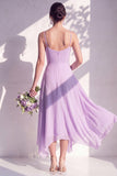 Green Floral A Line Cowl Neck Bridesmaid Dress