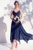 Green Floral A Line Cowl Neck Bridesmaid Dress