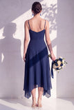 Green Floral A Line Cowl Neck Bridesmaid Dress