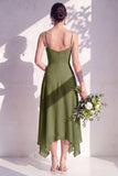 Green Floral A Line Cowl Neck Bridesmaid Dress