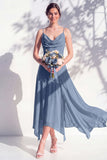 Green Floral A Line Cowl Neck Bridesmaid Dress