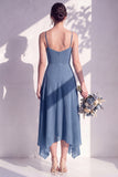 Green Floral A Line Cowl Neck Bridesmaid Dress