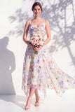 Green Floral A Line Cowl Neck Bridesmaid Dress
