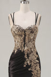 Black Satin Bodycon Ruched Sequins Homecoming Dress with Slit