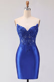 Red Satin Sweetheart Beaded Sheer Corset Homecoming Dress