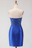 Red Satin Sweetheart Beaded Sheer Corset Homecoming Dress