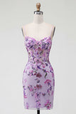 Blush Bodycon Halter Neck Sheer Corset Sequins Homecoming Dress