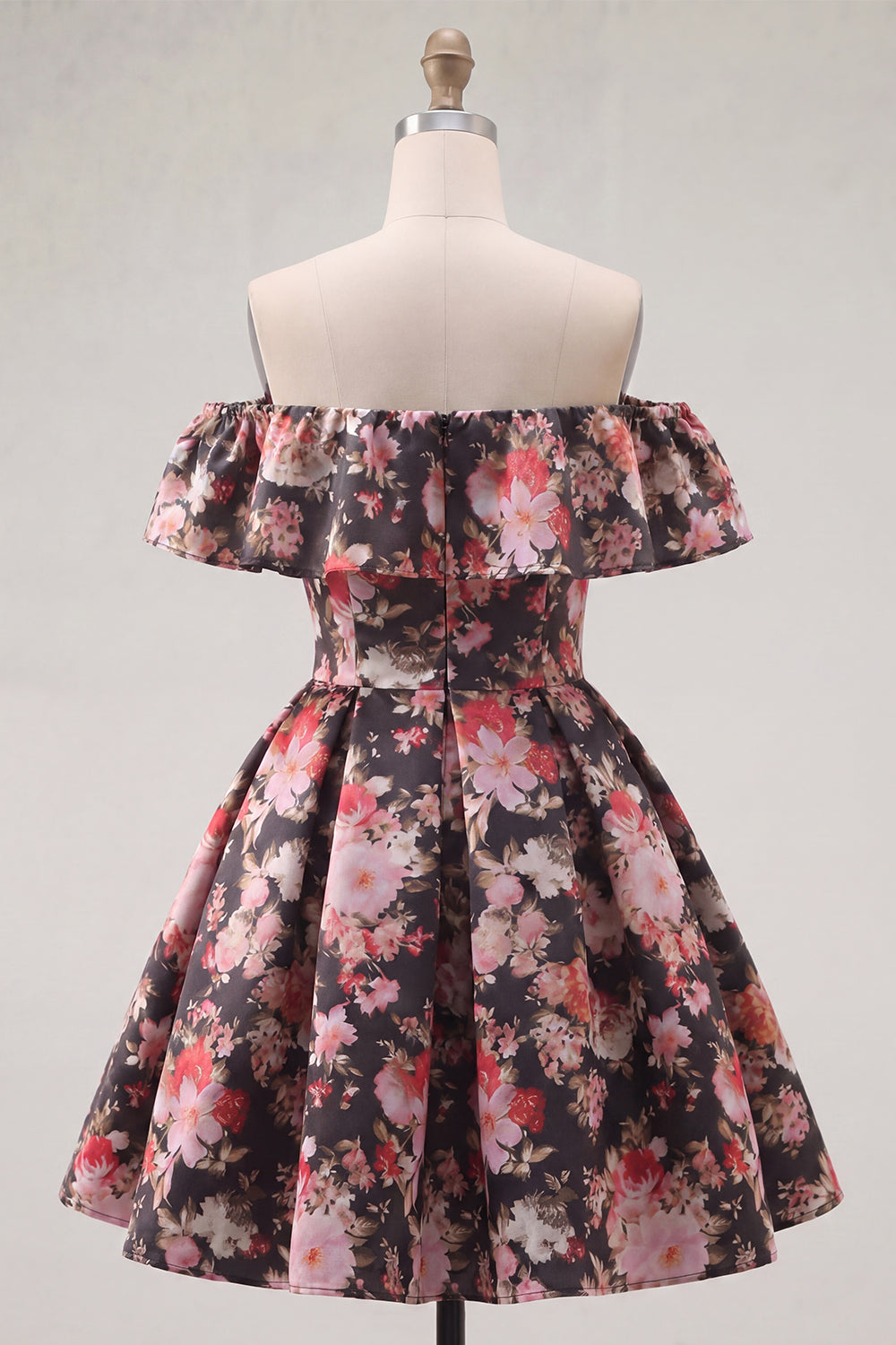 black and pink hoco dress Short Sequin Homecoming Dress with Embroidered Flowers Black/Pink / 2