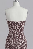 Coffee Leopard Print Ruched Tight Short Corset Homecoming Dress with Beading