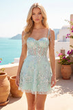 Off the Shoulder A-Line Corset Mint Floral Appliqued Homecoming Dress