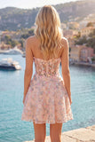 Green Sweetheart Sheer Corset A-Line Floral Homecoming Dress with Appliques