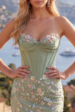 Sweetheart Pink Corset Bodycon Floral Homecoming Dress with Appliques