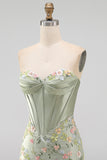 Bodycon Sweetheart Corset Floral Pink Homecoming Dress with Lace Up Back
