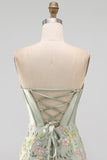 Bodycon Sweetheart Corset Floral Pink Homecoming Dress with Lace Up Back