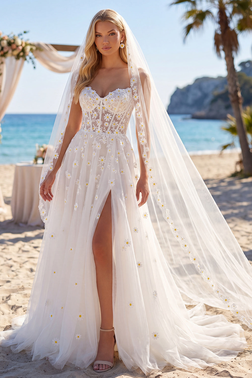 corset beach wedding dress Lace Corset Wedding Dress: Boho Beach Bridal Gown