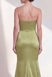 Strapless Green Mermaid Ruched Formal Dress