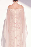 Apricot Strapless Floral Mermaid Long Mother Of the Bride Dress with Cape