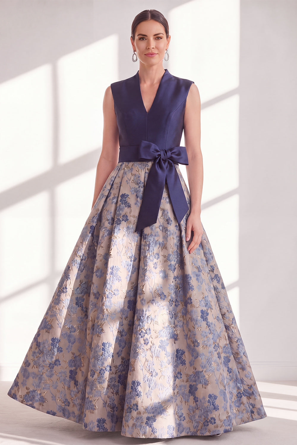 navy blue floral mother of the bride dress Wedtrend Women Sheath Wedding Party Dress Tea Length Floral Navy Mother of the Bride Dress with Wrap WEDTREND