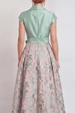 Navy A-Line V-Neck Notch Lapel Floral Long Mother of the Bride Dress with Bow