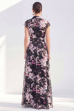 White A-Line Floral Long Mother of the Bride Dress with Belt