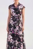White A-Line Floral Long Mother of the Bride Dress with Belt