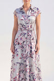 White A-Line Floral Long Mother of the Bride Dress with Belt