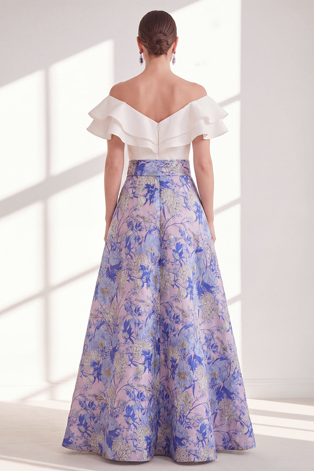 blue and pink dress for wedding guest Katie 3D Floral Wedding Dress: Pink Flowers, Blue Tulle, Custom A-Line