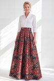 Fuchsia A-Line Long Mother Of the Bride Dress with 3/4 Sleeves