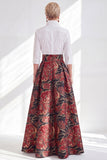 Fuchsia A-Line Long Mother Of the Bride Dress with 3/4 Sleeves