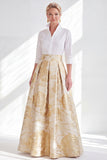 Fuchsia A-Line Long Mother Of the Bride Dress with 3/4 Sleeves