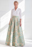 Fuchsia A-Line Long Mother Of the Bride Dress with 3/4 Sleeves