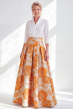 Fuchsia A-Line Long Mother Of the Bride Dress with 3/4 Sleeves