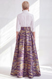 Fuchsia A-Line Long Mother Of the Bride Dress with 3/4 Sleeves