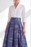 Fuchsia A-Line Long Mother Of the Bride Dress with 3/4 Sleeves