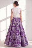 Blue A-Line V-Neck Long Mother Of the Bride Dress with Bow