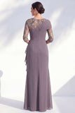 Green Mermaid Bateau Neck Chiffon Floral Long Mother of the Bride Dress