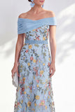 Green A-Line Off the Shoulder Floral Long Mother of the Bride Dress