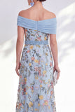 Green A-Line Off the Shoulder Floral Long Mother of the Bride Dress