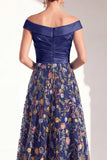 A-Line Blush Off the Shoulder Floral Long Mother of the Bride Dress